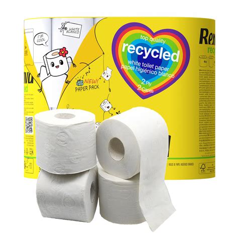 Recycled Toilet Paper 4 Rolls 2 Ply Paper Pack White 300