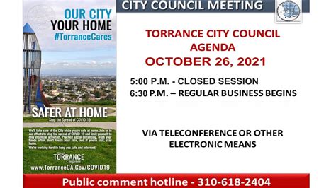 Torrance City Council Meeting October 26 2021 Youtube