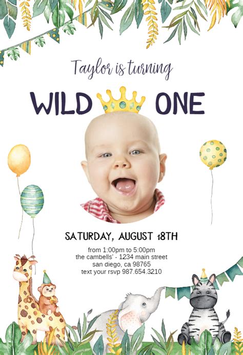 Safari First With Picture Boy Jungle 1st Birthday Photo Party