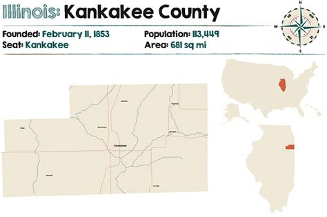 Map Of Kankakee County In Illinois Stock Illustration Download Image