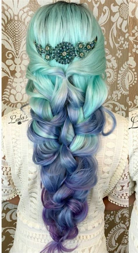 Blue Purple Ombre Dyed Hair Color Hairstyle Pinterest