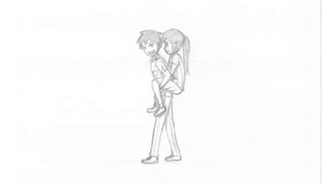 How To Draw A Boy Carrying A Girl On His Back In Anime