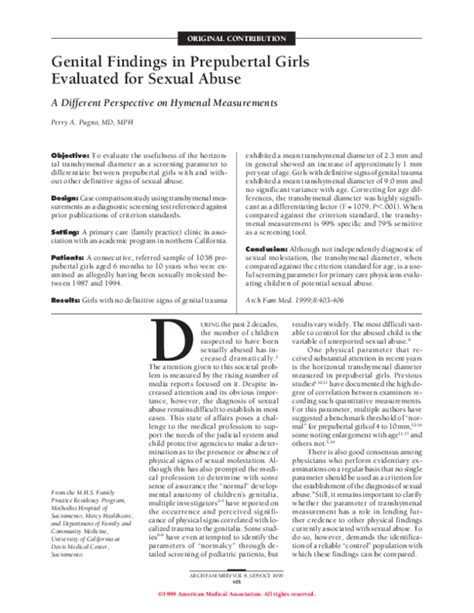 Pdf Genital Findings In Prepubertal Girls Evaluated For Sexual Abuse