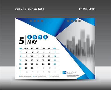 Bureaukalender 2022 Sjabloon Vector Mei 2022 Jaar 7924519 Vectorkunst