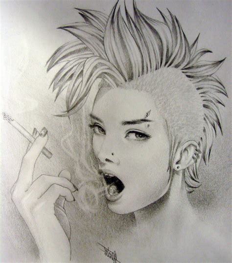 If you follow along with this simple tutorial from sketch book, you'll end up with a perfectly constructed female face. Punk Monochrome Girl Grayscale Sketch Smoke Cigarette ...