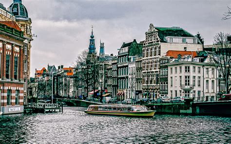 amsterdam houses river canal autumn amsterdam cityscape netherlands with resolution