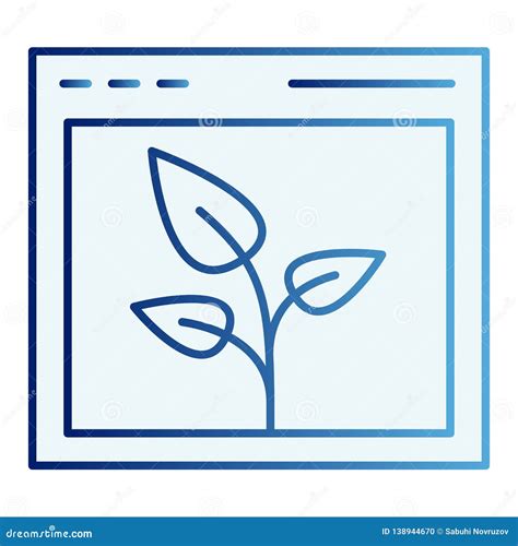 Browser with Leaf Flat Icon. Browser with Leaf Blue Icons in Trendy