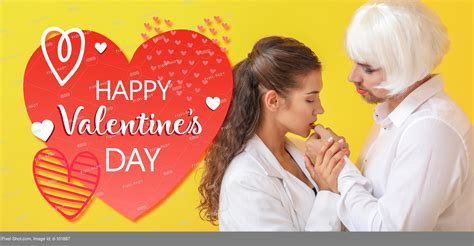 Young Transgender Couple On Color Background Valentines Day