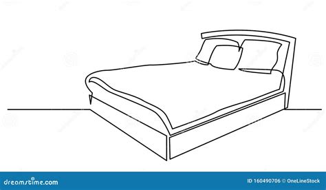 Continuous Line Drawing Of Sleeping Bed Stock Vector Illustration Of