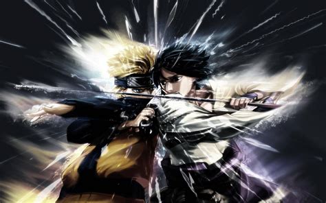 Download Sasuke Vs Naruto Dark Background Wallpaper