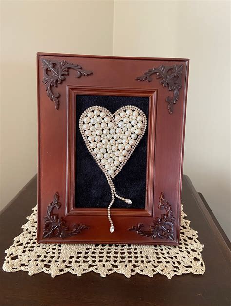 Pearl Heart Framed Jewelry Framed Heart Etsy