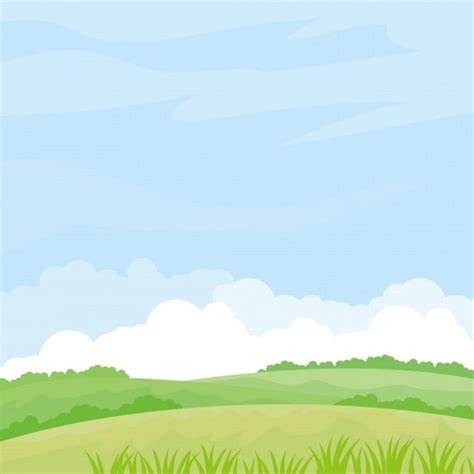 A Green Field With Trees And Blue Sky In The Backgrounnd There Is A