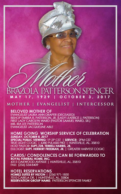 Notice Of Transition Mother Brazola Patterson Spencer