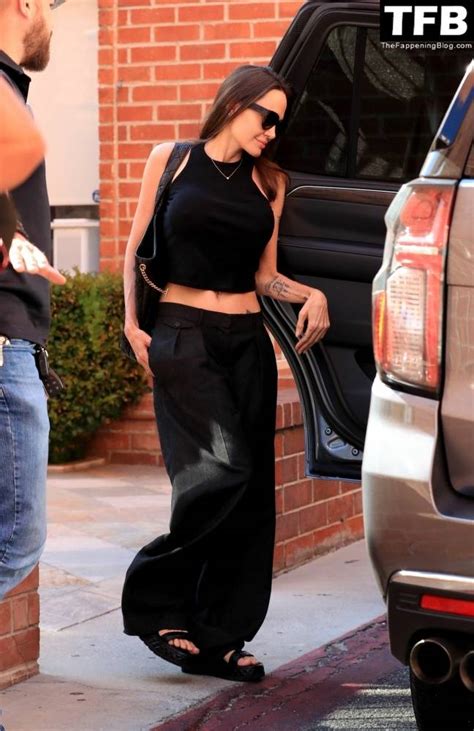 Angelina Jolie Shows Off Her Tight Tummy Leaving An Office Building