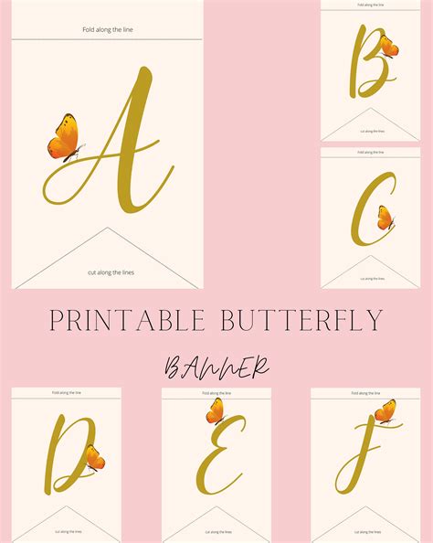 Printable Butterfly Alphabet Banner Pdf 26 Letters Pink And Etsy