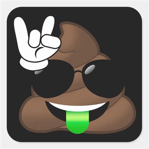 Rock On Emoji Poop Square Sticker Zazzle