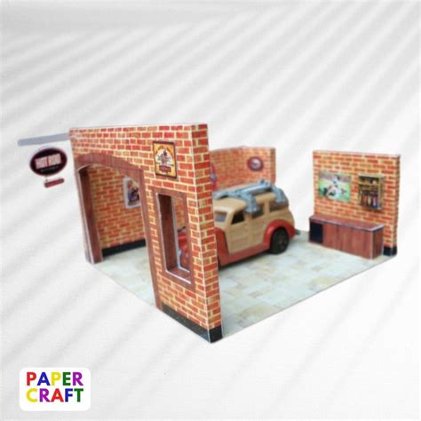 jual diy vintage garage papercraft kerajinan kertas model garasi scala 1 64 shopee indonesia