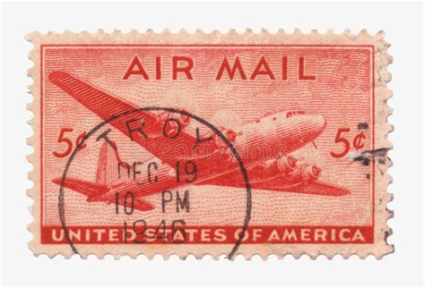 Us Air Mail Stamp Stock Photo Image Of Plane Airplane