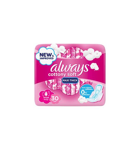 Always Cottony Soft 30 Maxi Thick Large Pads With Wings From Superm