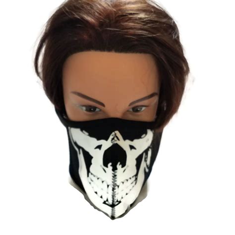Skull Black Face Mask Reusable Neoprene Half Face Mask Black