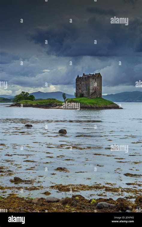 Castle Stalker Medieval Four Story Tower House Keep In Loch Laich