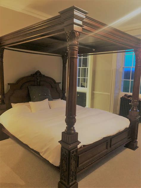 Super King Size Four Poster Bed Antique Walnut Stunning Bed With