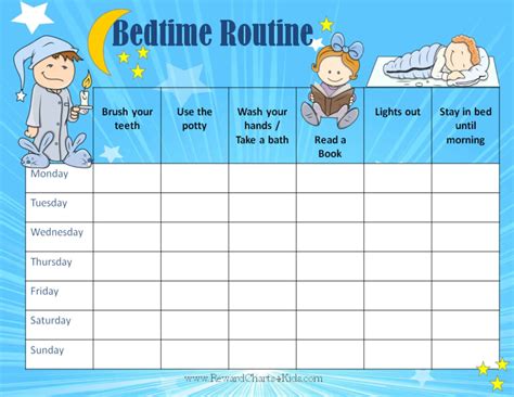 Free Printable Behavior Chart For Kids Bedtime