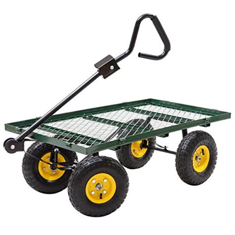 Timmyhouse Heavy Duty Outdoor Utility Garden Farm Cart Wagon Flatbed