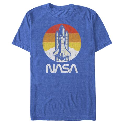 Nasa Mens Nasa Sunset Retro Launch Graphic Tee Royal Blue Heather