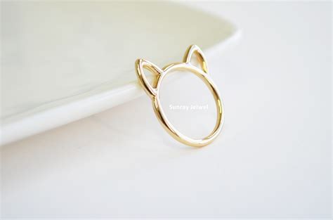 Cat Ear Ring In Gold Animal Ring Cat Ring On Luulla