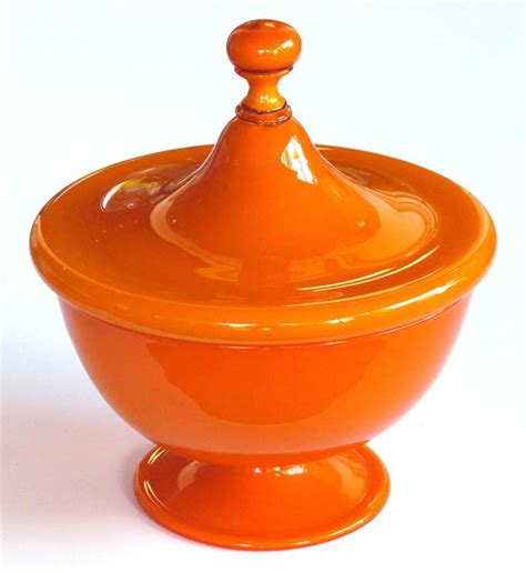 Large Scaled Set Of Murano 1960s Orange Cased Glass Covered Bowl And Compote At 1stdibs