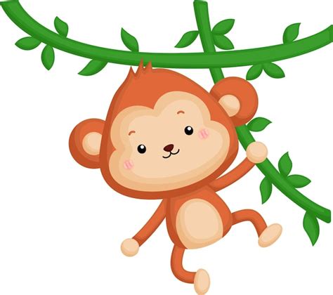 Premium Vector A Vector Of A Cute Monkey Hanging On A Vine
