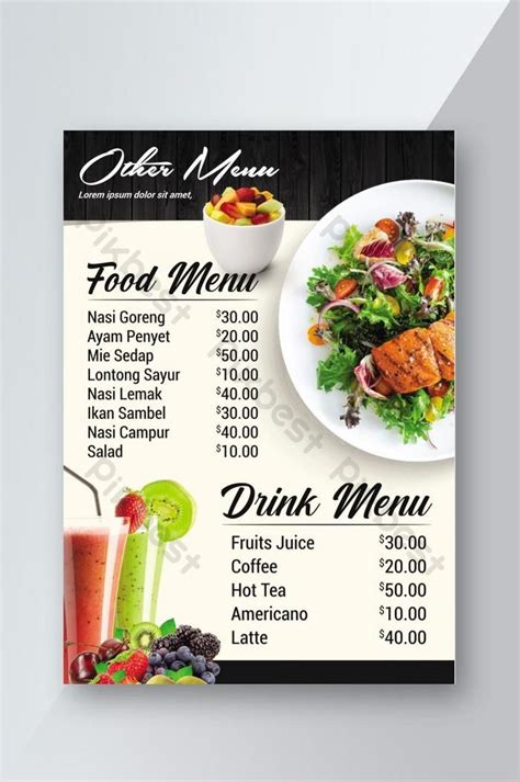 Printable Restaurant Menu Template Psd Free Download Pikbest Food