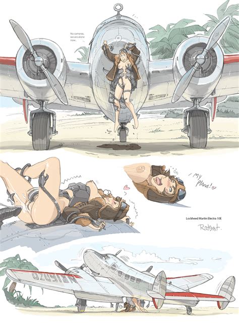 rule 34 aeromorph aircraft airplane amelia earhart bent over blush breasts brown hair clothed