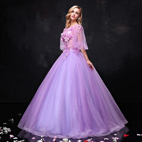 Empire Purple Prom Dress With Appliques Sex Elegant Evening Party Dress