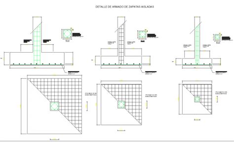 Isolated Footing Construction Details With Wall Cad Drawing Details Dwg