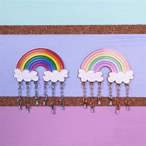 Rainbow And Raindrops Enamel Pin In 2020 Rainbow Raindrops Enamel Pins