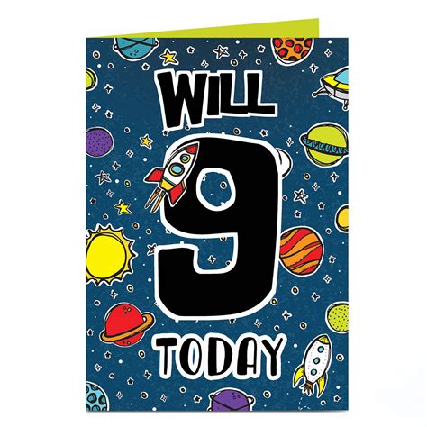 Buy Personalised Editable Age Birthday Card Space And Rockets For Gbp 1