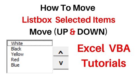 Vba Listbox Move Selected Items Up Down With Button Click Youtube