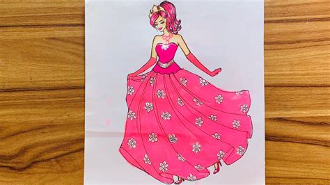 A Beautiful Barbie Doll Drawing Tutorial Barbie Princess Drawing