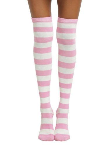 pink and white striped over the knee socks costume thigh high ladies costume ebay knee socks