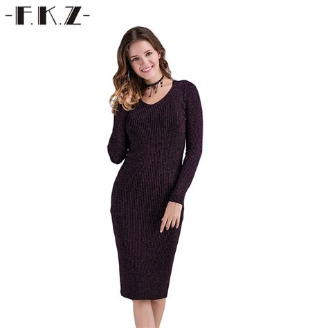 Fkz Dress Women Solid Color Deep O Neck Sexy Backless Female Dress Full Sleeve Bodycon Hollow