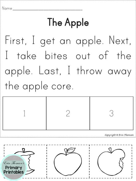 Sequencing Stories ~ First Next Last Reading Skills Worksheets