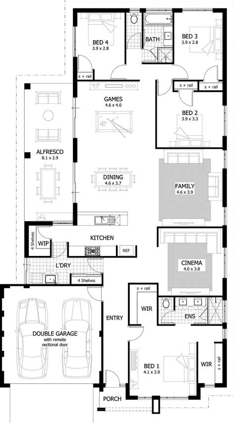 The master bath has a glass shower, whirlpool tub, linen closet, and water closet. L Shaped layout Bungalow House plan | Bungalow house plans ...