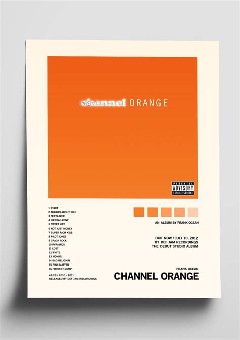 Frank Ocean Channel Orange Album Tracklist Poster The Indie Planet