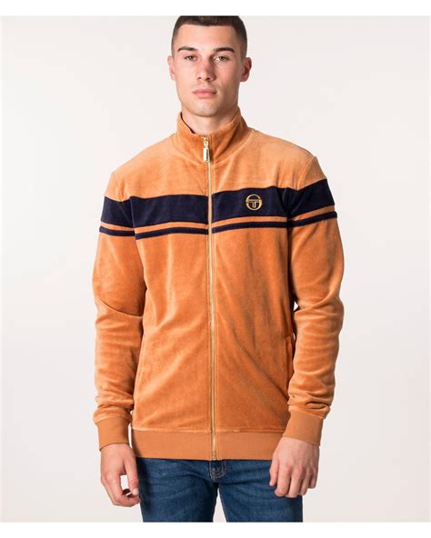 Sergio Tacchini Damarindo Velour Track Top In Orange For Men Lyst Uk