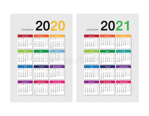 Plantilla De Diseño Horizontal Vectorial De Calendario Colorido Para El