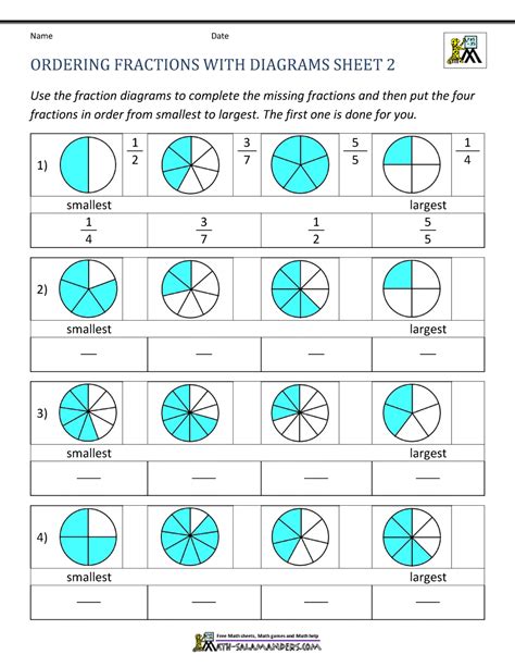 Ordering Fractions Worksheet Grade