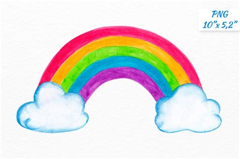 Watercolor Rainbow Clipart Rainbow With Clouds Clipart 752721