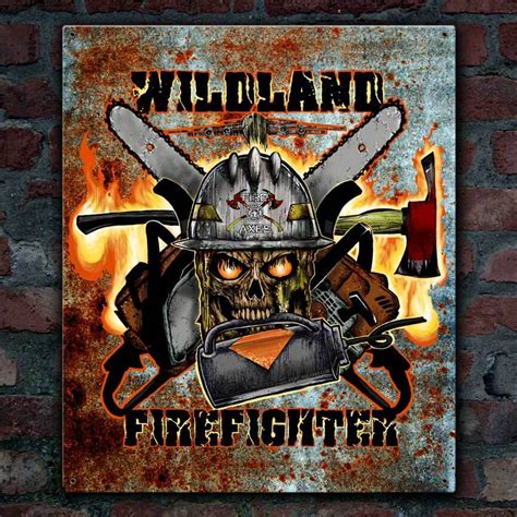 Drip Torch Wildland Firefighter Vintage Sign by Fire and Axes